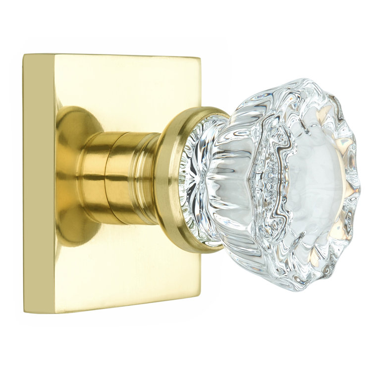 KnoxxHardware Crystal Double Dummy Door Knob with Square Rosette